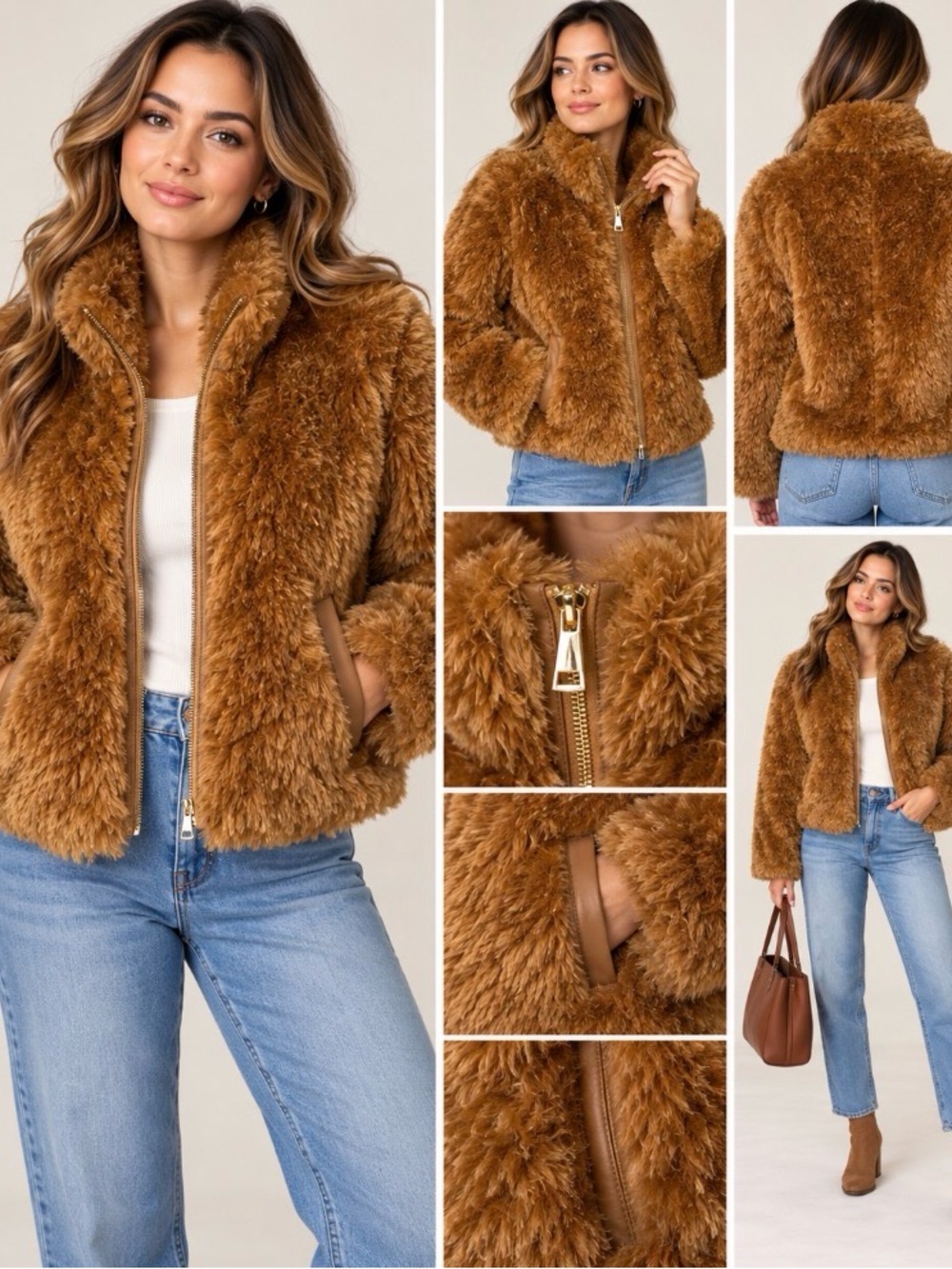Anthropologie Maeve Caramel Teddy Faux Fur Jacket Coat XS